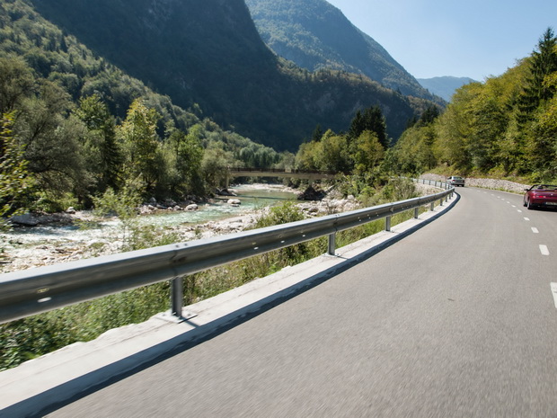 Slovenia, road by Soca river