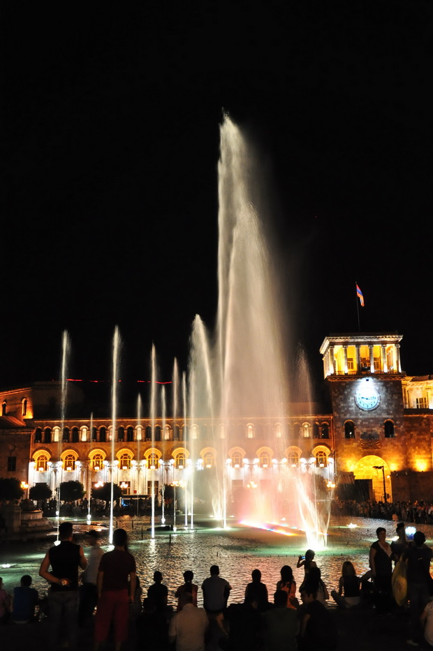 Yerevan Republic square at night