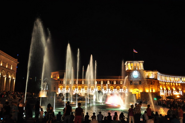 Yerevan Republic square at night