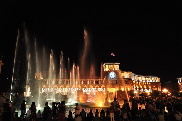 Yerevan Republic square at night