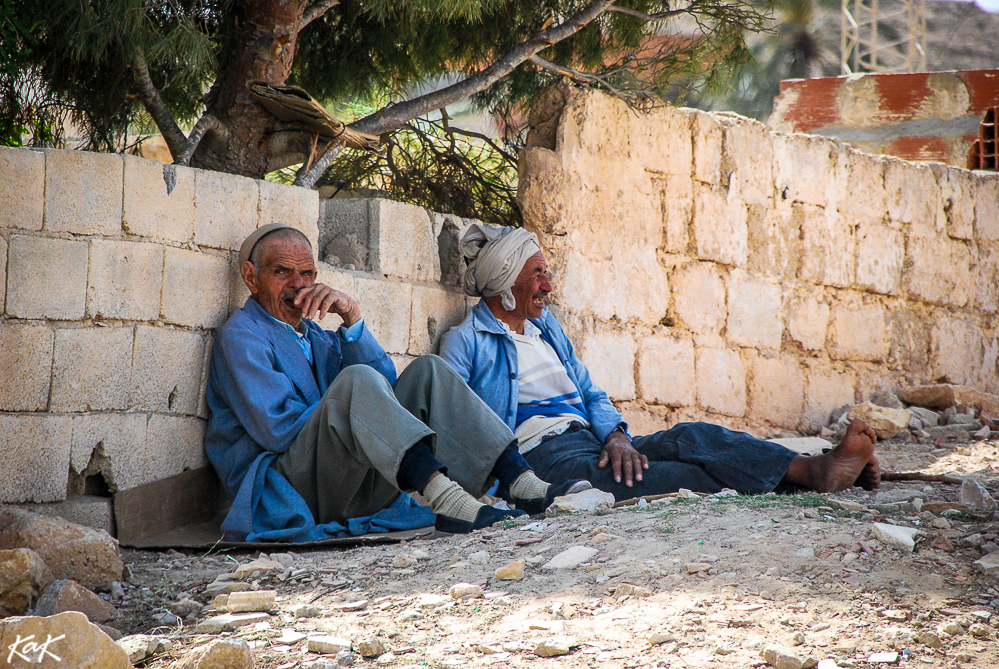 two tunisians lounging under a tree