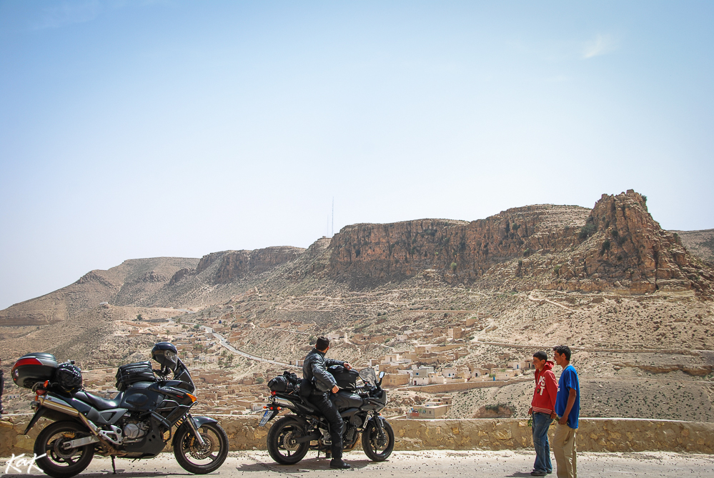 Kids and motorcycles in Toujane, Tunisia