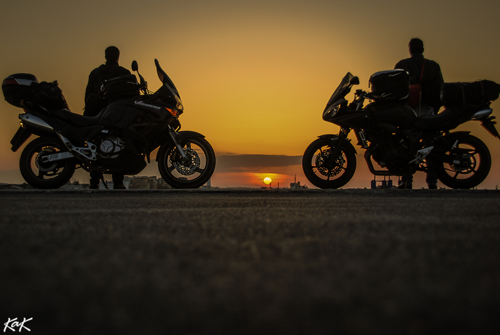 port of bari, Italy motorcycles sunset